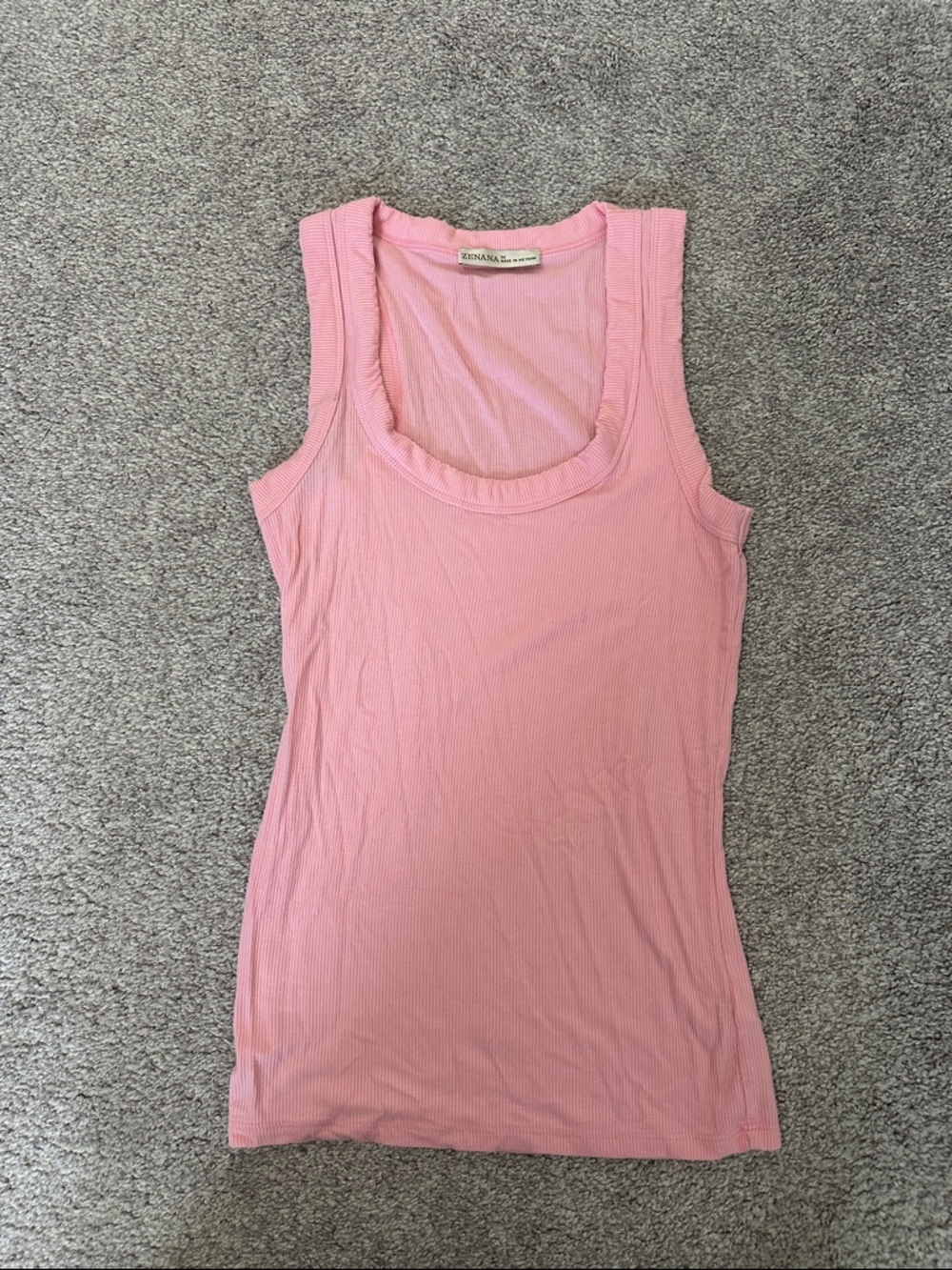 Zenana Light Pink Ribbed Scoop Tank